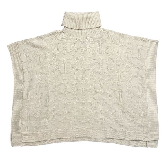 COACH NWT Ivory Signature Knit Turtleneck Wool Blend Poncho Sweater - Picture 10 of 16